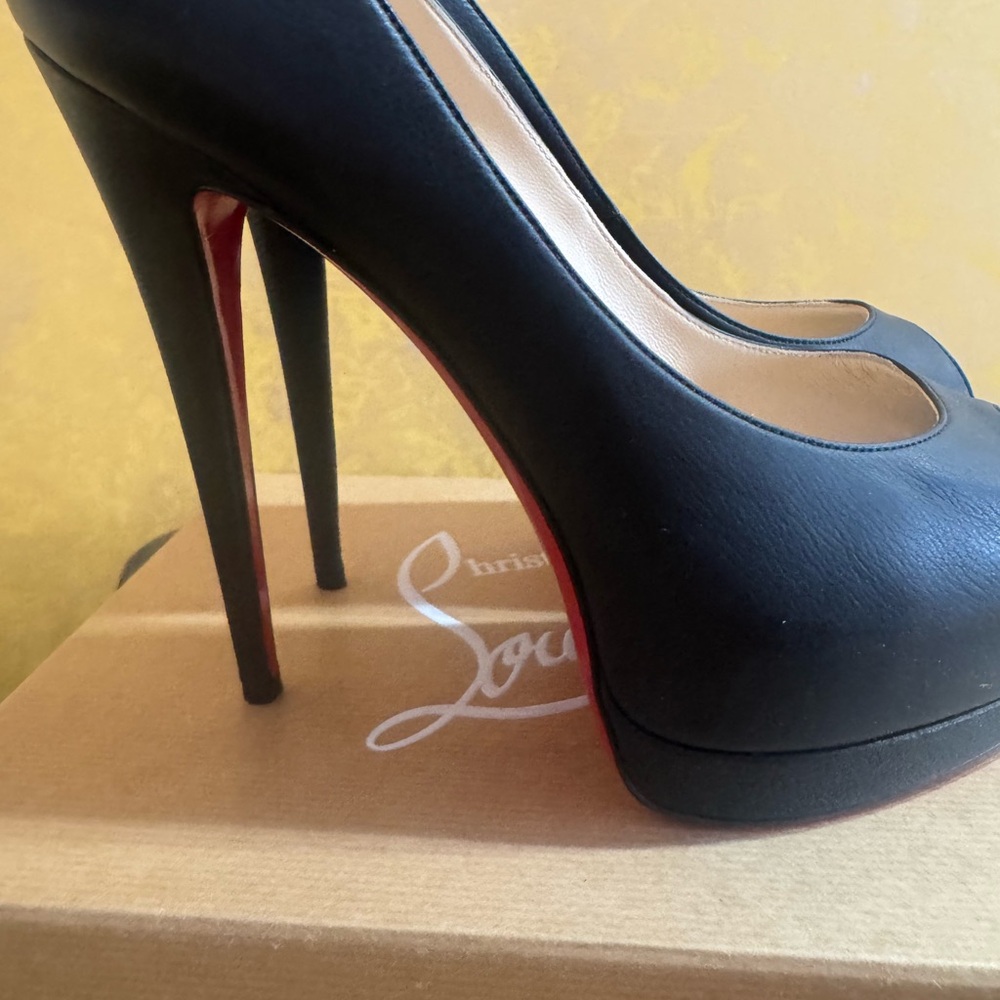 Christian Louboutin Black and Red Platform Heels 120 Used